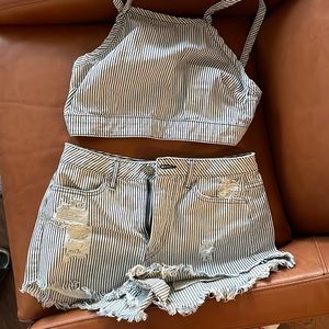 Show Me Your Mumu Denim Cropped Set